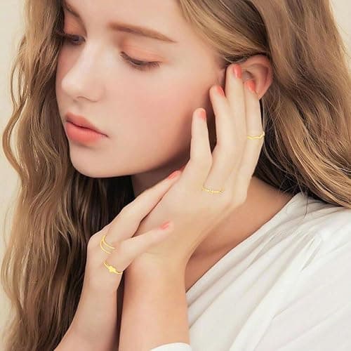 NEWITIN 49 Pieces Gold Jewelry Set for Women Fashion Costume Jewelry Gold Plated Necklace Bracelet Ring Earrings Set for Women - Gold Jewelry Set A thumbnail 5