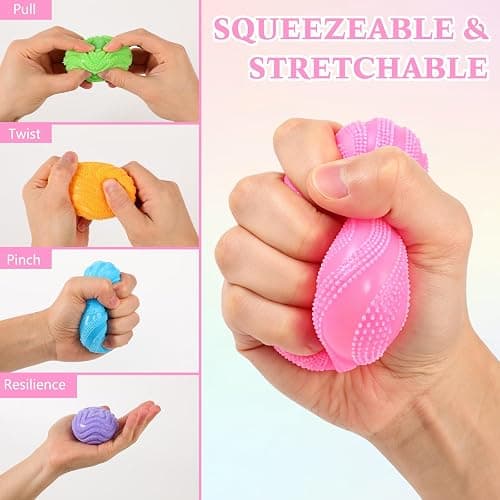 Fuzz Squishy Stress Ball, Soft Fidget Toy for Anxiety Relief, Sensory Squishy Ball (Purple) thumbnail 3
