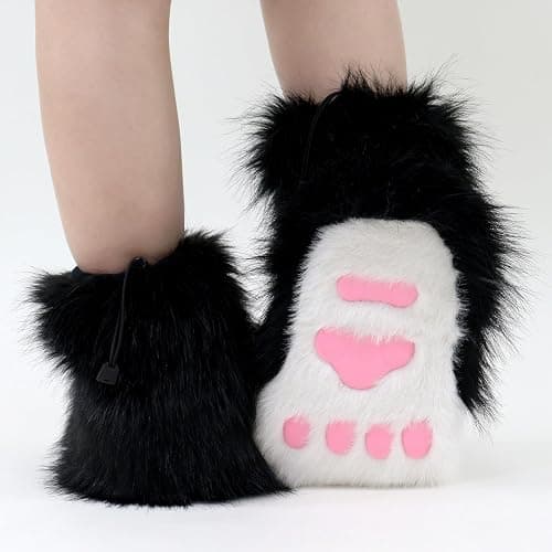 hbbhml Animal Fuzzy Slippers Bear Cat Wolf Dog Fox Fursuit Feet Paw Claw Shoes Furry Boots Costume Accessories for Adult Kids | Animal, Furry, Costume, Boots, Shoes, Paw, Claw, Bear, Cat, Wolf thumbnail 2