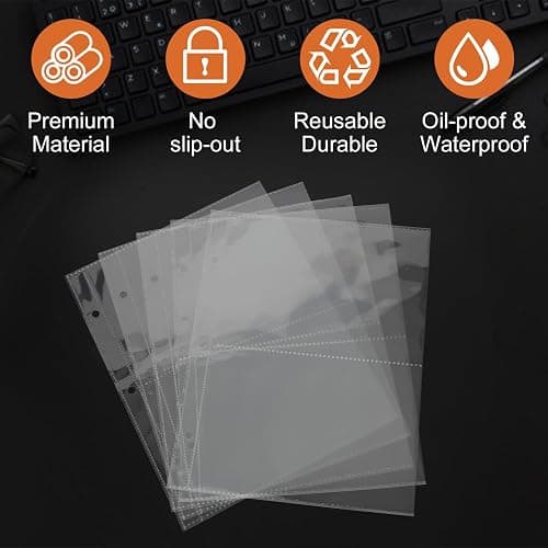 TAOLABV 50 Pack Recipe Card Page Protectors, Page Size 6.8 x 8.7 in | 4x6 in Clear Recipe Card Sleeves, 2 Pockets Per Page, Sheet Protectors for Compact 3 Ring Recipe Binder Refill Pages thumbnail 4