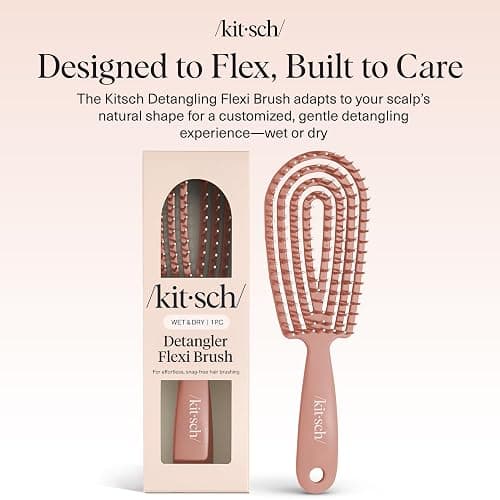 Kitsch Flexi Flow Detangler Brush, Hair Brushes For Women - Terracotta | Brush Detangler for Women, Men & Kids, Curly Hair Brush w/ Bendable Frame, Bounce Curl Defining Brush for Wet or Dry Strands thumbnail 9