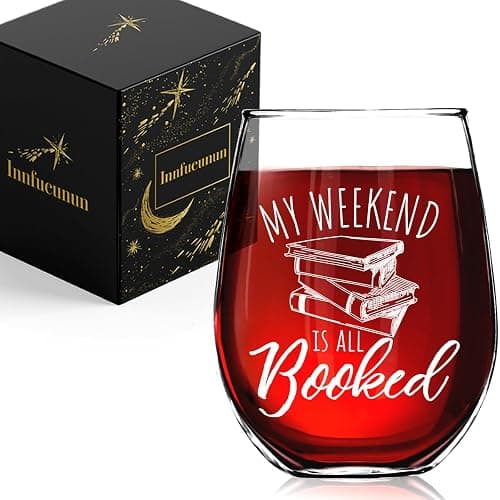 Innfueunun Book Lovers Wine Glass, My Weekend Is ALL Booked | Funny Wine Glass Gift, Bookish Gift for Readers, Christmas Birthday Gifts, Book Club Lovers - Image 1
