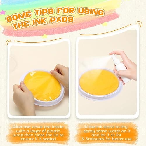Nliyeisu 7 Inch Ink Pad Pads for Kids Washable, Large Stamp Pad with 8 Vibrant Colors, Non-Toxic Finger Paint & Stamp Pads Set for Arts and Crafts, Perfect for Children's DIY Projects, Home School Use thumbnail 4