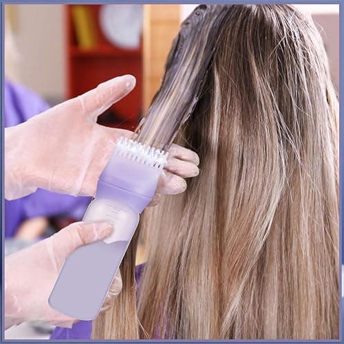 Pimoys Root Comb Applicator Bottle 6 Ounce, Oil Applicator for Hair Dye, Hair Oiling Bottle Brush with Graduated Scale, Purple thumbnail 2