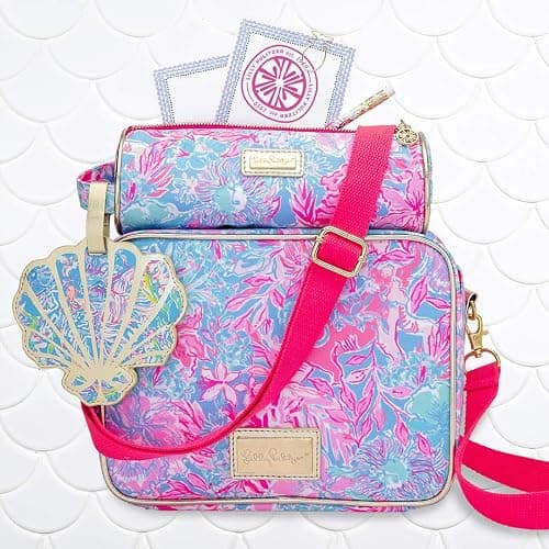 Lilly Pulitzer Pink Pencil Pouch Holder, Cute Travel Bag/Case with Carrying Handle and Zip Close, Viva La Lilly thumbnail 7