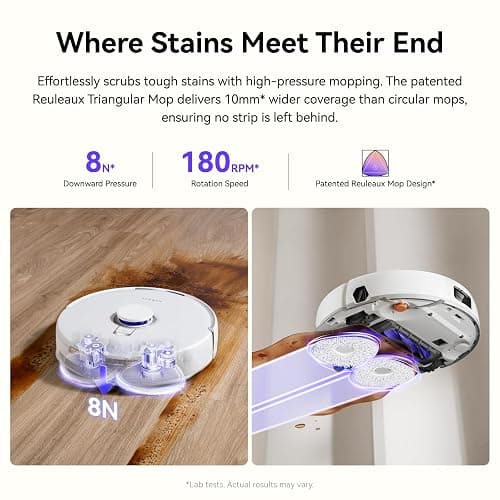 NARWAL Freo X10 Pro Robot Vacuum and Mop Combo, 11,000Pa Suction,DualFlow Tangle-Free System,MopExtend Edge Cleaning,Self-Emptying,Auto Mop Wash & Dry,for Pet Hair & Hard Floors,White thumbnail 6