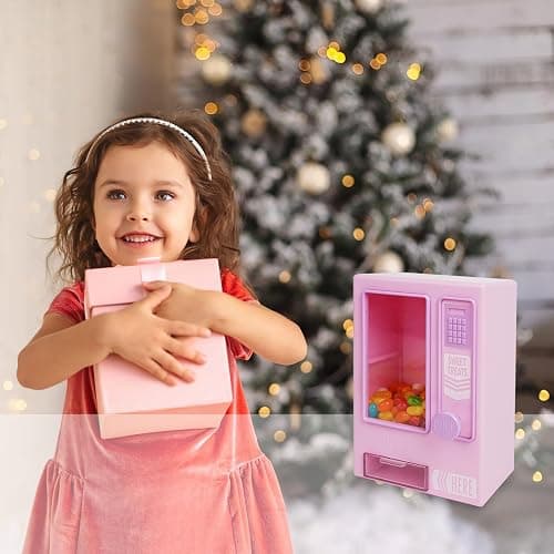 YOBRO Candy Dispenser, Cute Vending Machine for Desktop, Manual Candy Machine, Dispense Mini Candies, Birthday&Christmas Gift for Girls, Gift for Friends Girlfriends (Pink) - Pink thumbnail 4