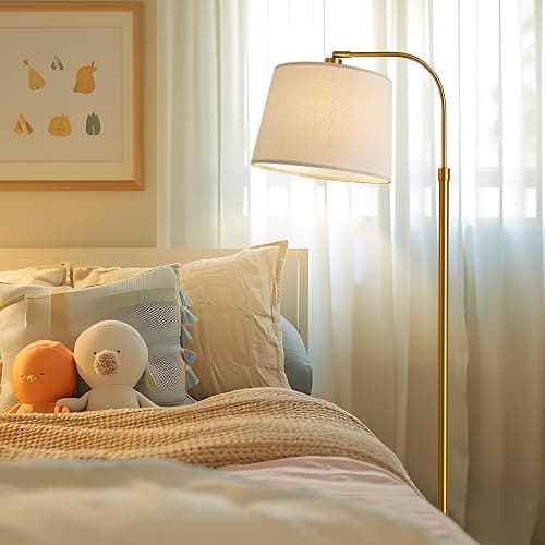 Oneach 62" Arc Floor Lamp for Living Rooms, Gold Tall Standing Lamps with Remote and Stepless Dimmable Bulb, Modern Reading Light for Bedrooms Corner Nursery Kid Office (Bulb Included) thumbnail 7
