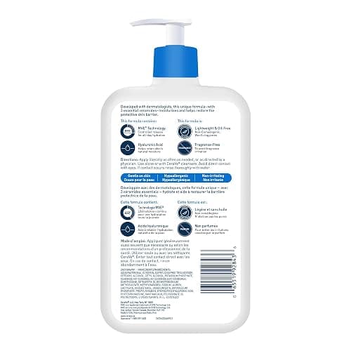 CeraVe Moisturizing Lotion, Daily Lightweight Face & Body Moisturizer with Hyaluronic Acid & Ceramides, Suitable for Dry & Sensitive Skin, Fragrance-Free, Non-Comedogenic & Allergy Tested, 473 mL thumbnail 2