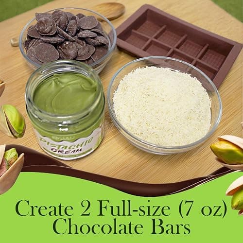 Dubai Chocolate Bar DIY Kit – Includes Mold, 12.3 oz Melting Wafers, 3.5 oz Kataifi, 7 oz Pistachio Spread – Gift Kit for Choco Lovers and Christmas, Make Your Own Gourmet Pistachio Chocolate at Home thumbnail 3