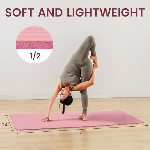 Fitvids Yoga Mat, 1/2-Inch Extra Thick High Density Exercise Mat, Anti-Tear Exercise Yoga Mat with Carrying Strap, Suitable for Various Yoga Exercises thumbnail 3