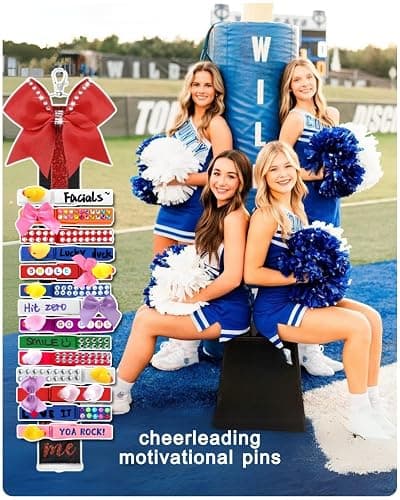 SF SOONEAT Cheer Pins for Backpack Cheer Stuff Kit 70 Colored Clothes Pins with Mini Resin Ducks Bows Letter Beads Team Cheerleaders Gifts Bulk Pin Me Ribbon for Bag Decorations Colorful Spirit Clips thumbnail 5