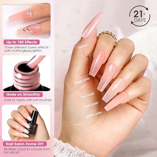 ROSALIND 30pcs Jelly Gel Polish Set, 26 Colors Translucent Nude Pink Neon Gel Nail Polish Set with Sheer Matte Glossy Glitter Effects for Nails with Base Gel Top Coat Salon DIY Home thumbnail 4