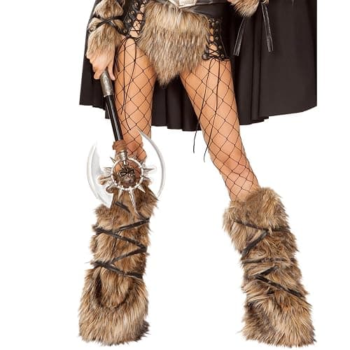 BXT Women 80s Fuzzy Leg Warmers Plush Straps Decoration Winter Long Socks Furry Ankle Warmers Boots Shoes Cuff Renaissance Christmas Xmas Halloween Cosplay Party Costume Accessories thumbnail 4