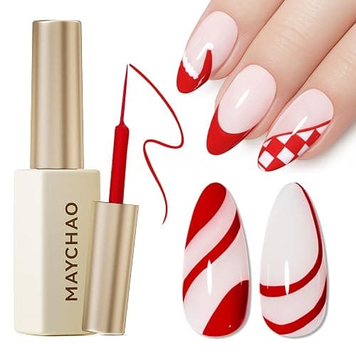 MAYCHAO Gel Nail Polish Art Liner 8ml Classic Red Build in Thin Brush for Swirl/Euphoria French Tips Manicure Painting DIY at Home - Image 1