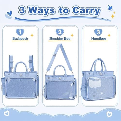SXS LACONIC Ita Backpack Pin Display Large Ita Bag, Cute Crossbody Bag with Transparent Window for Anime Fans(No Pins) thumbnail 4