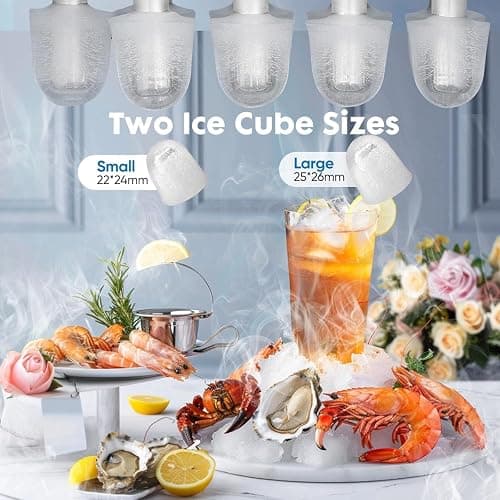 Sweetcrispy Countertop Ice Maker, Portable Ice Machine Self-Cleaning, 9 Cubes in 6 Mins, 26 lbs/24Hrs, 2 Sizes of Bullet Ice for Home Party Office,Elegant Black thumbnail 5