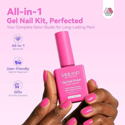 SAVILAND 30Pcs HEMA-Free Gel Nail Polish Set 10ml: 24 Colors Professional U V Gel Polish Kit & 6 Essential Gel Base Top Coat Builder Gel Swatch Card for Nail Studio Art Design Salon Gifts Women thumbnail 3