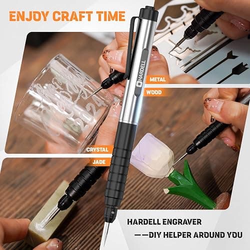 HARDELL Engraving Pen, Cordless Engraving Tool with 37000RPM, USB Rechargeable Metal Pen Engraver for Artists & DIYers, Electric Engraving Pen for Metal, Wood, Glass and Plastic - Beginner Friendly thumbnail 4