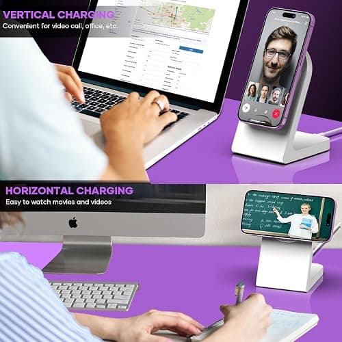 Mag Safe Wireless Ladegerät, Magnetische Kabellose Ladestation, Schnelle Mag-Safe Ladestation Kompatibel mit iPhone 17 16 15 14 13 12 Series, AirPods Pro 2, AirPods 3 thumbnail 4