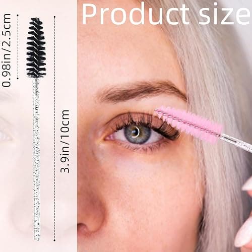 200 Pcs Disposable Mascara Wands,Lash Spoolies Crystal Eyebrow Spoolies Brush Eyelash Applicator Tool Spoolies for Eyebrow,Used for Eyelash Extension Eyebrows Cosmetics(Black and Pink) thumbnail 3