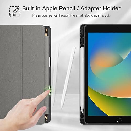 May ChenCase for iPad 10.2 Inch 2021 2020 2019 iPad 9th/8th/7th Generation with Pencil Holder, Slim Stand Protective Case with Soft TPU Back, Auto Sleep/Wake Cover, Cherry & Cheetah thumbnail 3