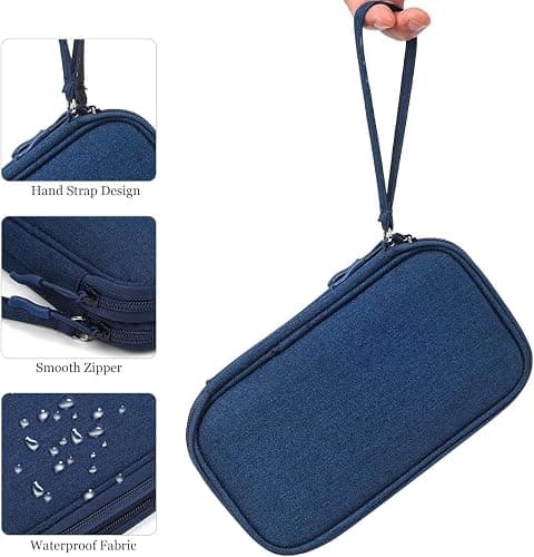 CAOODKDK Electronic Organizer Travel Cable Accessories Bag, Electronic Organizer Case, Electronic Accessories Organizer Bag for Power Bank, Charging Cords, USB Cable, Earphones (Navy Blue) thumbnail 8