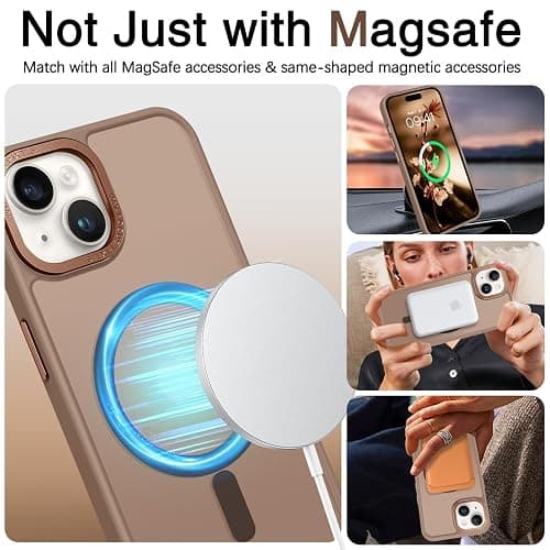 BENTOBEN for iPhone 15 Case, for iPhone15 Phone Case Compatible with MagSafe, Translucent Matte Magnetic Cover Shockproof Women Girl Protective Cute Case for iPhone 15 6.1", Cocoa Brown, Bronze thumbnail 4