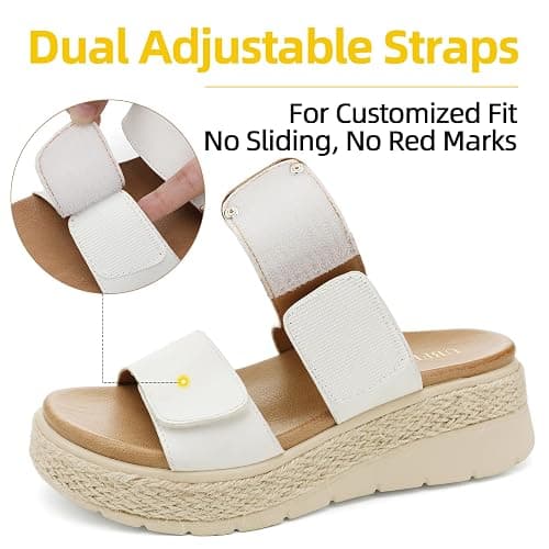 UBFEN Womens Platform Wedge Sandals Orthopedic Arch Support | Espadrille Slides, Comfortable Cushioned, Dressy for Summer Walking, Beach Vacation thumbnail 3