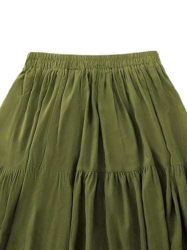 OSTOO Women's Summer Long Flowy Renaissance Skirt with Pockets - Boho High Waist A-Line Maxi Skirt thumbnail 4