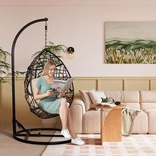 JvFun Heavy Duty Hammock Chair Stand Only, 330 lbs Weight Capacity Hanging Chair Base for Indoor Outdoor Use, Steel Frame, Fits Most Hammock Swing Chairs thumbnail 4