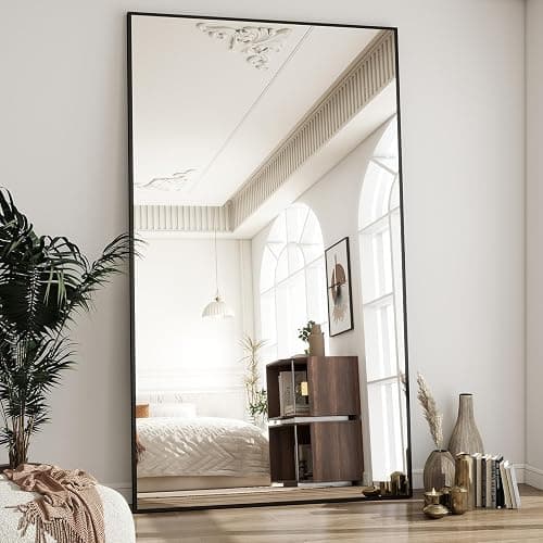 BEAUTYPEAK 76"x34" Rectangle Full Body Floor Mirrors, Full Length Mirror Hanging or Leaning, Aluminum Alloy Frame Wall Mirror for Bedroom, Dressing Room, Black thumbnail 6