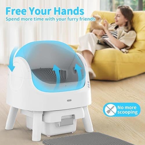 Self Cleaning Cat Litter Box, Automatic Cat Litter Box for Multiple Cats, Integrated Safety Protection with Open-Top Design thumbnail 2