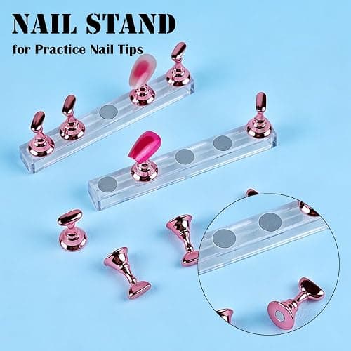 Acrylic Fake Nails Kit with Press on False Nail Tips Nail Art Brushes Nail Stand Nail Rhinestones Pearls Nail Charms Glitter Powder Sticker Nail Design Kits with Everything for Beginners Home Salon thumbnail 5
