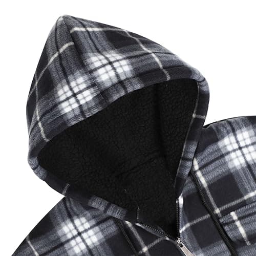 Facitisu Hoodies for Men Sherpa Lined Heavyweight Flannel Jackets Fleece Plaid Winter Warm Coats thumbnail 5