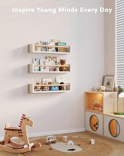 G&W Gruwald Nursery Book Shelves, Set of 3, Wall Bookshelf, Book Shelf for Kids Rooms, Wall Book Shelves for Bedroom Kids, Floating Shelf, Nursery Decor thumbnail 6
