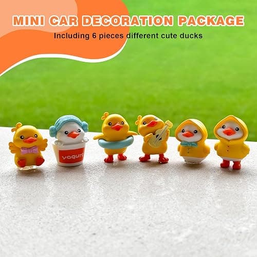 Rislobx Yellow Duck Car Dashboard Decor, 6PCS Cute Duck Car Dash Decorations, Rear View Mirror Ornament, Interior Accessories for Home Office thumbnail 5