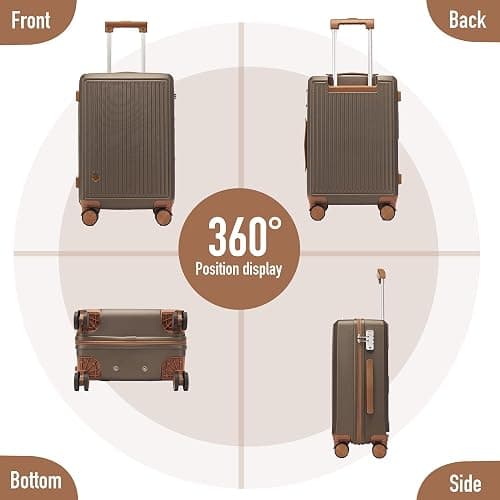 Hulsin Carry on Luggage with Spinner Wheels, 22x14x9 Airline Approved Carry-on Suitcase, Small Hardside Luggage with TSA Lock,Hard Shell Suitcase,Hard Case for Travel (Coffee, 20-Inch) thumbnail 2