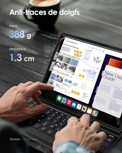 Qulose Clavier iPad Français AZERTY pour iPad Air 11 Pouces M3 2025/M2 2024, Air 5/4 2022/2020 10.9", Pro 11" Étui avec Clavier Bluetooth Magnétique Ultra-Mince, Chargement Via Type C, Noir thumbnail 3