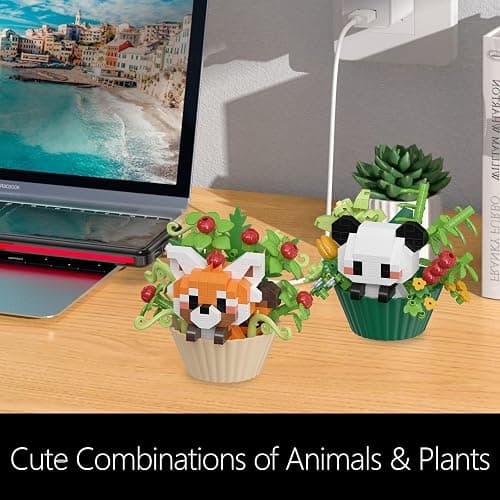 WHIZGO Flower Red Panda Mini Building Blocks for Kids-239PCS, Micro Animal Building Set, Miniature Red Panda Figurine Toys for Adults Women,Birthday Party Favors Stocking Stuffers thumbnail 4