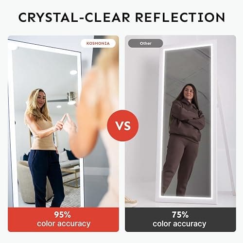 Kosmonia 58"x18" Full Length LED Mirror with Lights, 3 Color Modes & Dimmable Brightness, Wall Mount/Standing/Lean-On Floor Mirror for Bedroom, Vanity, Dressing Room thumbnail 5
