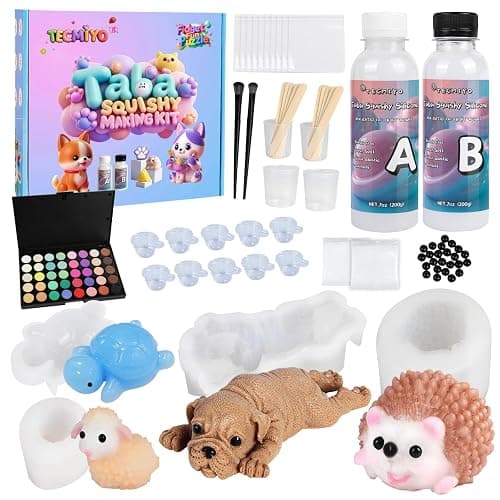 DIY Taba Squishy Kit - Make Your Own Squishies with Animal Molds and 1:1 AB Liquid Silicone Gel (14oz) - Image 1