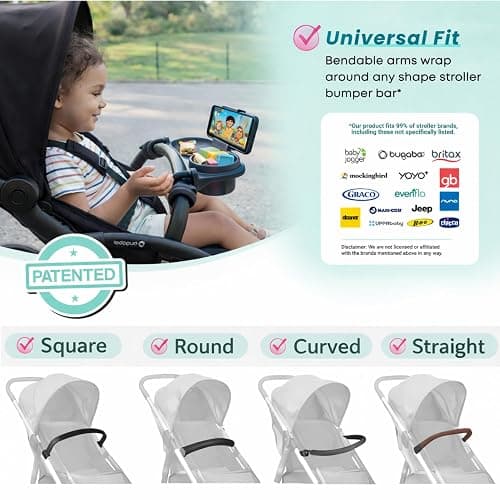 Swanoo Universal Stroller Snack Tray with Phone Holder | Compatible with Nuna Mockingbird Bugaboo Uppababy | Stroller Bumper Bar Tray Attachment | Baby Toddler Disneyland -Single Pack thumbnail 5