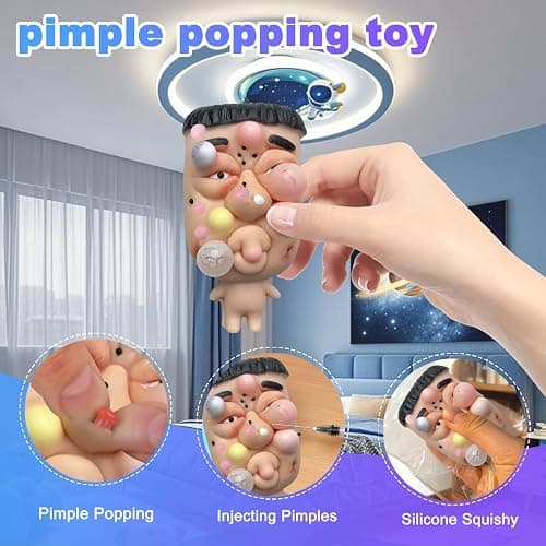 Pimple Popper Toy Set, Ultra Soft Cute Face Pimple Popping Fidget Toy, Refillable Pimple Toy with Sensory Cream, Silicone Squishy Squeeze Toy for Stress Relief & Anxiety Relief(SquishFace) thumbnail 3