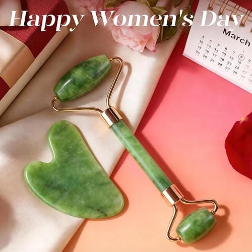 BAIMEI Gua Sha Set and Jade Roller, Jade Gua Sha & Face Rollers for Women, Self Care Gifts for Women, Body Muscle Relaxing, Improve Eye Puffiness, Skin Care Gift thumbnail 2