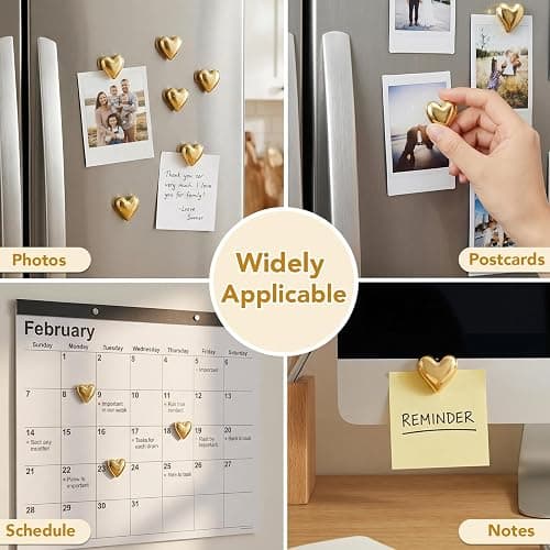 BESARME 18PCS Fridge Magnets, Gold Refrigerator Magnets, Small Cute Heart-Shaped Fridge Decor, Locker Magnets for Home, Kitchen, School, Office, Whiteboard thumbnail 6