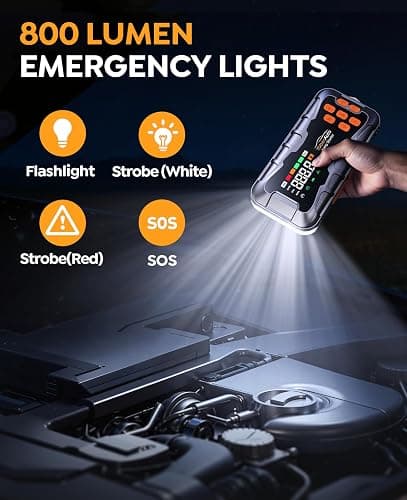 YaberAuto 16-in-1 Jump Starter with Air Compressor 8000A 150PSI Car Battery Jump Starter (All Gas/14L Diesel) 12V Jump Box Car Battery Jumper Starter Portable Jumper Cables, Emergency Tool Kit, Gloves thumbnail 6