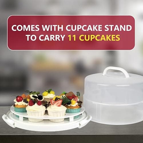 Tmrioplep 12 Inch Cake carrier Container with Lid and Handles Includes Insulated Bag for Safe Transportation of Buttercream Doesn't Melt Easy for Cakes, Pies and Cupcakes (Red) thumbnail 5