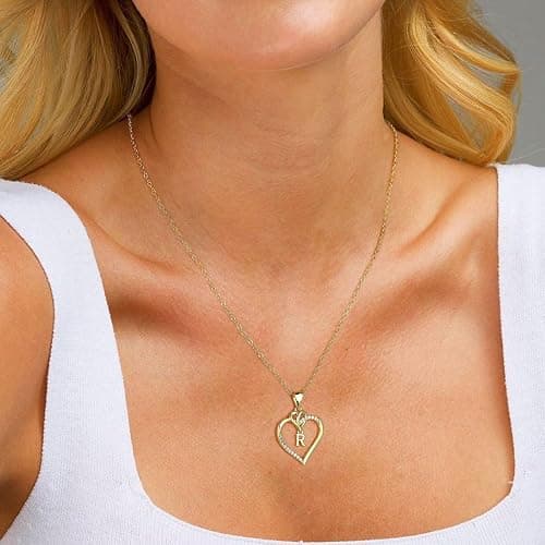 STORUP Mothers Day Gifts - Heart Initial Necklaces for Women Girls Gift, 14K-Gold-Plated Initial A-Z Heart Necklaces for Teen Girl Jewelry Birthday Mothers Day Gifts for Mom Wife Her thumbnail 4