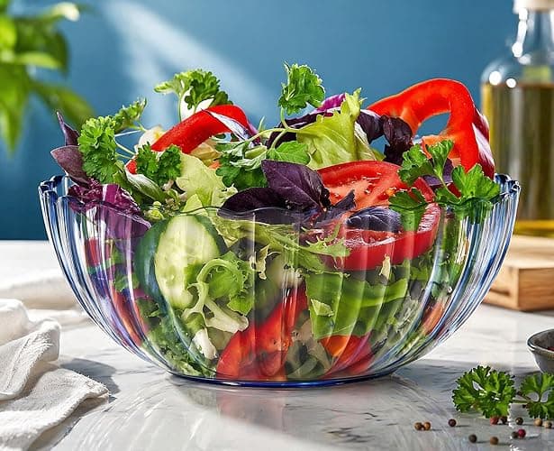 Fasmov 4 Pack Plastic Serving Bowls, Plastic Salad Mixing Bowls, 74oz Break Resistant Plastic Bowls for Salad, Fruit, Popcorn, Chip and Dip, Multicolor thumbnail 6